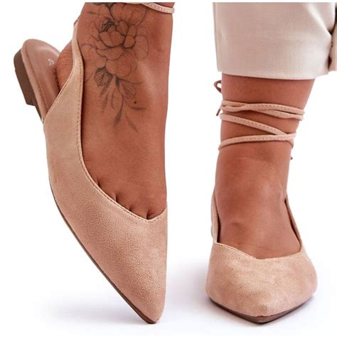 Damskie Zamszowe Wi Zane Baleriny Nude R Arena Pl