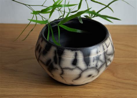 Naked Raku Ceramics Black White Raku Vase Small Ceramic Etsy