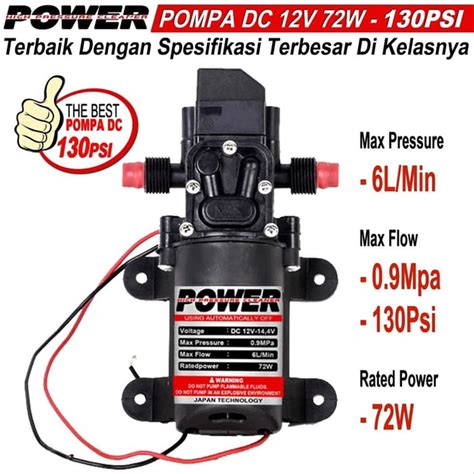 Jual Pompa Air Dc Power V Watt Psi Liter Per Menit Tekanan