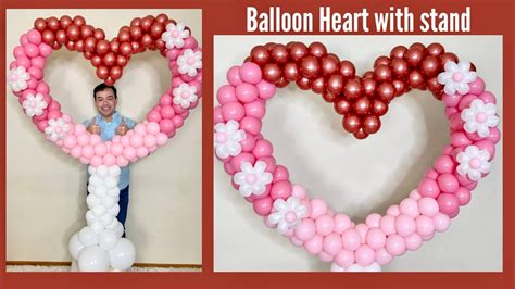 Balloon Heart With Stand Balloon Column Balloon Ideas YouTube