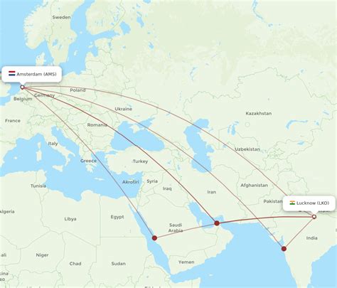 All Flight Routes From Amsterdam To Lucknow Ams To Lko Flight Routes