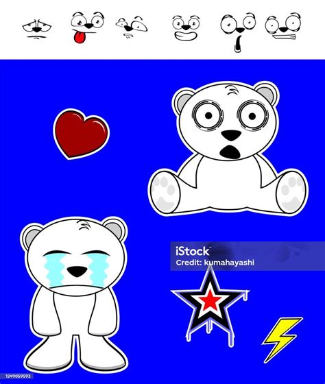 Cute Kawaii Polar Bear Expressions Collection Set Stock Illustration ...