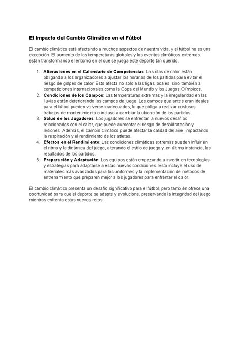 El Impacto del Cambio Climático en el Fútbol - El Impacto del Cambio