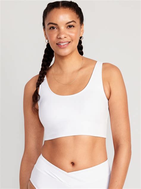 Old Navy Matching Scoop Neck Longline Bikini Swim Top White