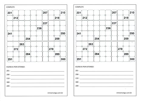 Tabela De Numeros De 200 A 300