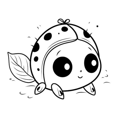 Premium Vector Cute Cartoon Ladybug Black And White Vector