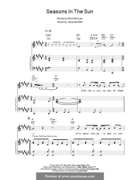 Seasons in the Sun by J. Brel - sheet music on MusicaNeo