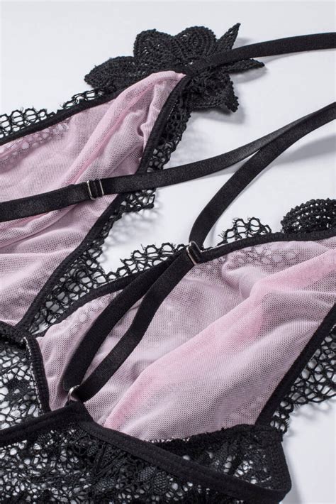 Pink Black Lace Babydoll Lingerie Leopard Lace Australia