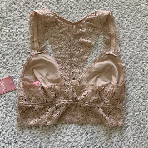 Jenni Intimates Nude Lace Halter Racerback Depop