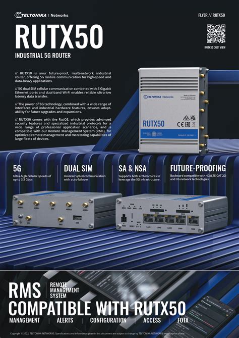 Teltonika RUTX50 Industrial 5G Router, 5G dual SIM cellular, 5 Gigabit