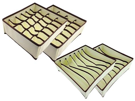 Kit Organizador Gaveta Tnt Porta Suti Bojo Lingerie Bege Pe As E Porta Meias Divis Rias