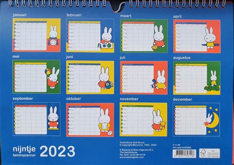 Bekking Blitz Nijntje Miffy Familie Planner 2023 Dick Bruna