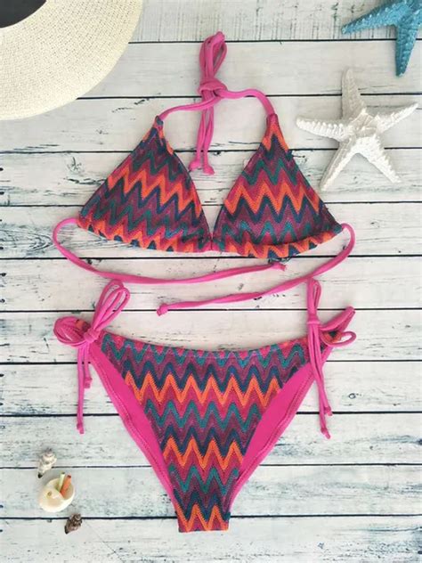 Sexy Triangle Wave Print Bikini L Xl Xxl Xxxl In Bikinis Set From Sports Entertainment On