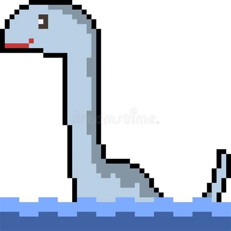 Pixel Nessie Loch Ness Monster Gedetailleerde Illustratie Geïsoleerde