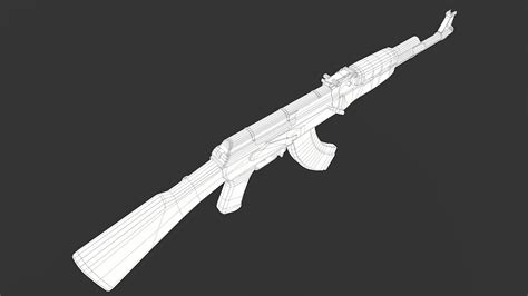 Ak Avtomat Kalashnikova Assault Rifle Pbr D Model