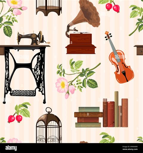 Vintage Objects Pattern Stock Photo Alamy