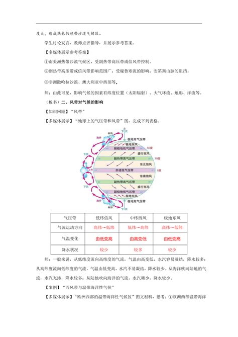 气压带和风带对气候的影响（第1课时）精品教案21世纪教育网 二一教育