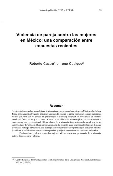 PDF Violencia de pareja contra las mujeres en México una comparación