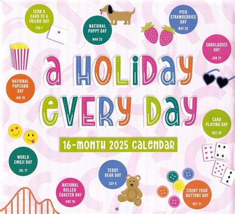 Amazon.com: A Holiday Every Day 2025 Full Size Wall Calendar for