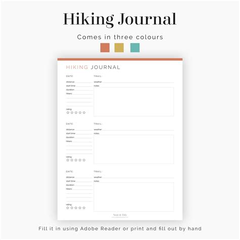 Hiking Journal Fillable Trail Journal Walking Log Travel Planner