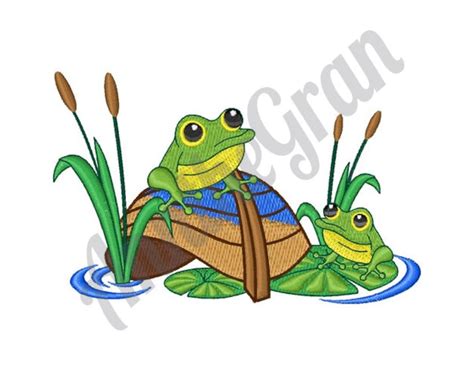 Frog Pond Embroidery Design. Machine Embroidery Design. Frogs ...