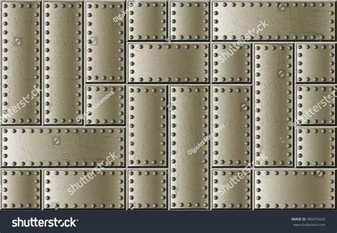 Riveted Steel Rivets Screws Metal Background Stock Vector Royalty Free