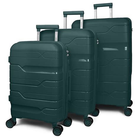 Комплект из 3 чемоданов Impreza Classic с расширением темно-зеленого цвета