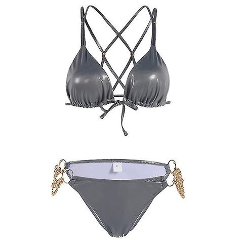 Women S Sexy Metal Chain Strap Bikini Set 2 Piece Swimsuit Bathing Suit Fruugo DK