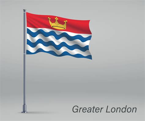 Waving flag of Greater London - county of England on flagpole. T