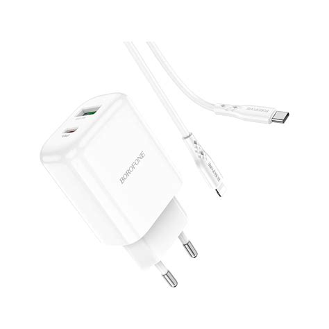 СЗУ Borofone bn4 potential 1xusb qc3.0, pd 20w + кабель usb-c lightning ...