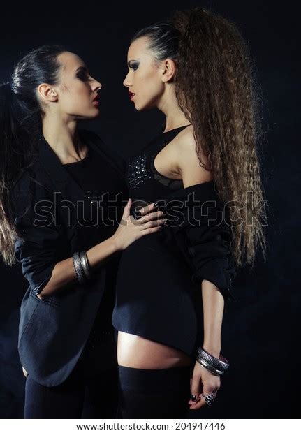 Two Sexy Dancing Woman Black Lingerie Stock Photo Shutterstock