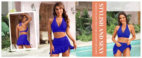 Amazon Yonique Womens High Waisted Bikini With Skirt Two Piece Swimsuit With Tummy Control