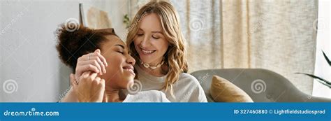 Two Women A Lesbian Couple Cuddle Stock Photo Image Of Intimacy