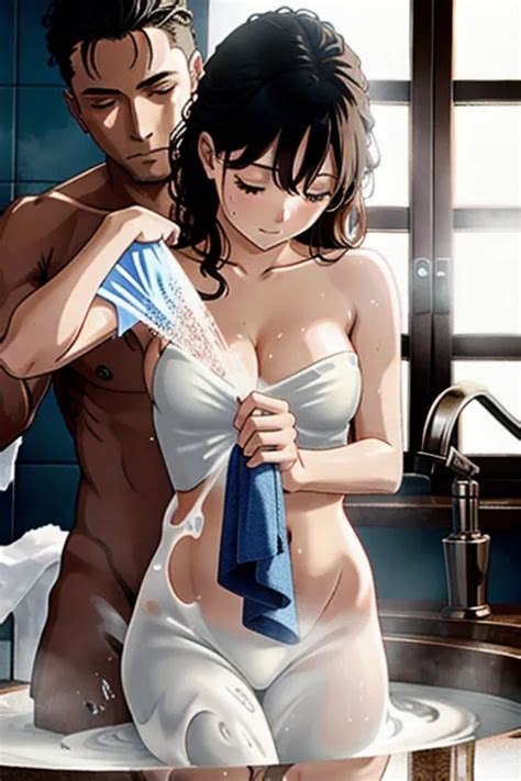 Dopamine Girl Naked Woman Being Washed By A Man With A Soapy