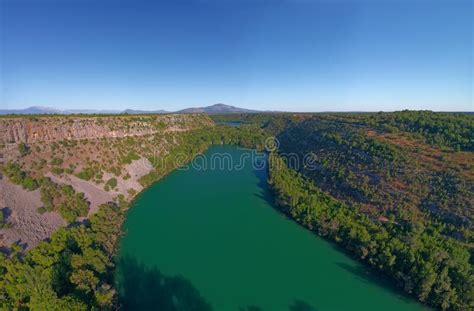 Aerial View Of Brljan Lake In Croatia In Canyon Of The Krka River Stock