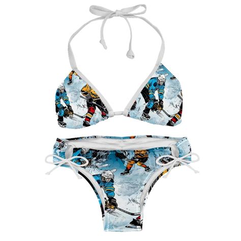 Ice Hockey Detachable Sponge Adjustable Strap Bikini Set Swimsuit Two Pack Beach And Pool