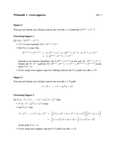 WC 3 Opgaven Opl Oplossing Wiskunde 1 Extra Opgaven WC 3 Opgave 1