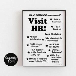 Funny Human Resources PRINTABLE Office Sign, Visit HR, Funny Crazy Joke ...