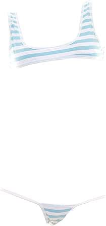 Amazon Sinmiuanime Women Japanese Style Anime Lingerie Sexy Blue Pink Striped Micro Bikini