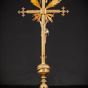 Altar Crucifix S Gilded Bronze Standing Cross Th Etsy