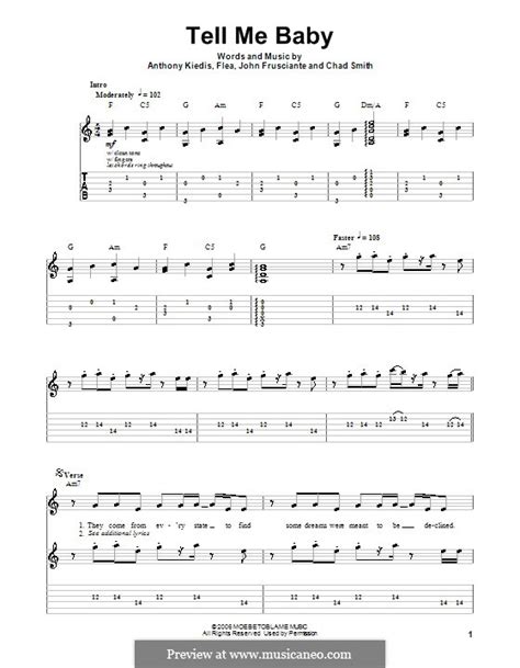 Tell Me Baby Red Hot Chili Peppers Von Flea A Kiedis C Smith J Frusciante Auf MusicaNeo