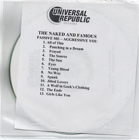 The Naked And Famous Passive Me Aggressive You CDr Advance Album Promo