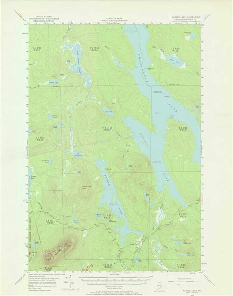 Ragged Lake Maine 1954 1969 USGS Old Topo Map Reprint 15x15 ME Quad