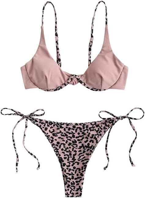 ZAFUL Frauen Sexy Krawatte Schultern Gerippten Bikini Set Gepolsterte Riemen Dreieck Badeanzug