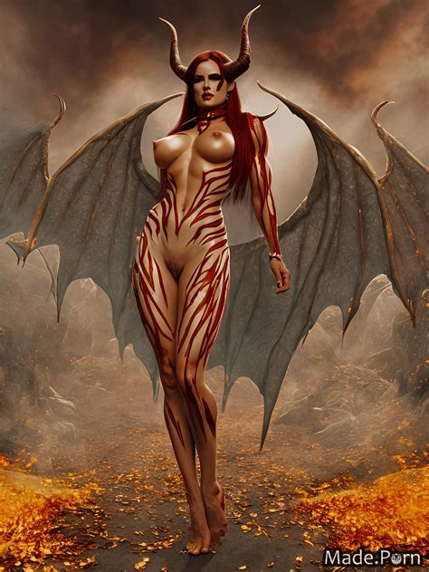 Porn Image Of Collar Bodybuilder Muscular Yellow Devil Demon Wings Nude Created By AI