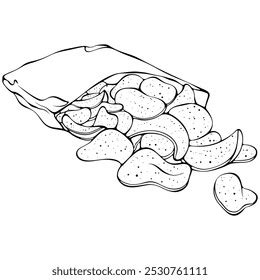 Potato Chips Clipart Black And White Potato Chips Drawing: Over 10,227
