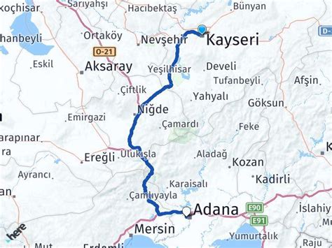 Kayseri Adana Havaliman Aras Ka Km Ka Saat Yol Tarifi