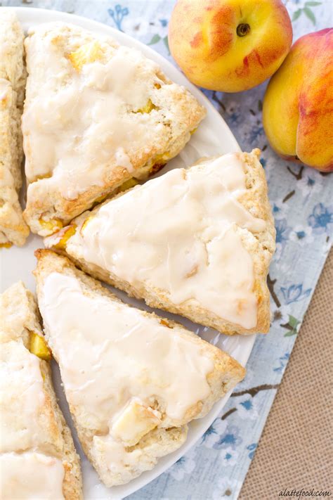 Peach Pie Scones With A Vanilla Glaze These Peaches N Cream Scones