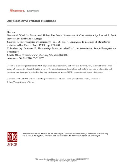 Pdf Structural Holes The Social Structure Of Competition