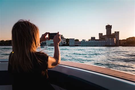 Desenzano Del Garda Boottocht Bij Zonsondergang Bij Zonsondergang Met